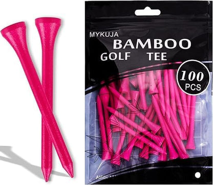 Bamboo Golf Tees Wood|Professional Multiple Colors Golf Tees 3-1/4,2-3/4,2-1/8 Inch Pack of 50/100|Golf Tee in Package
