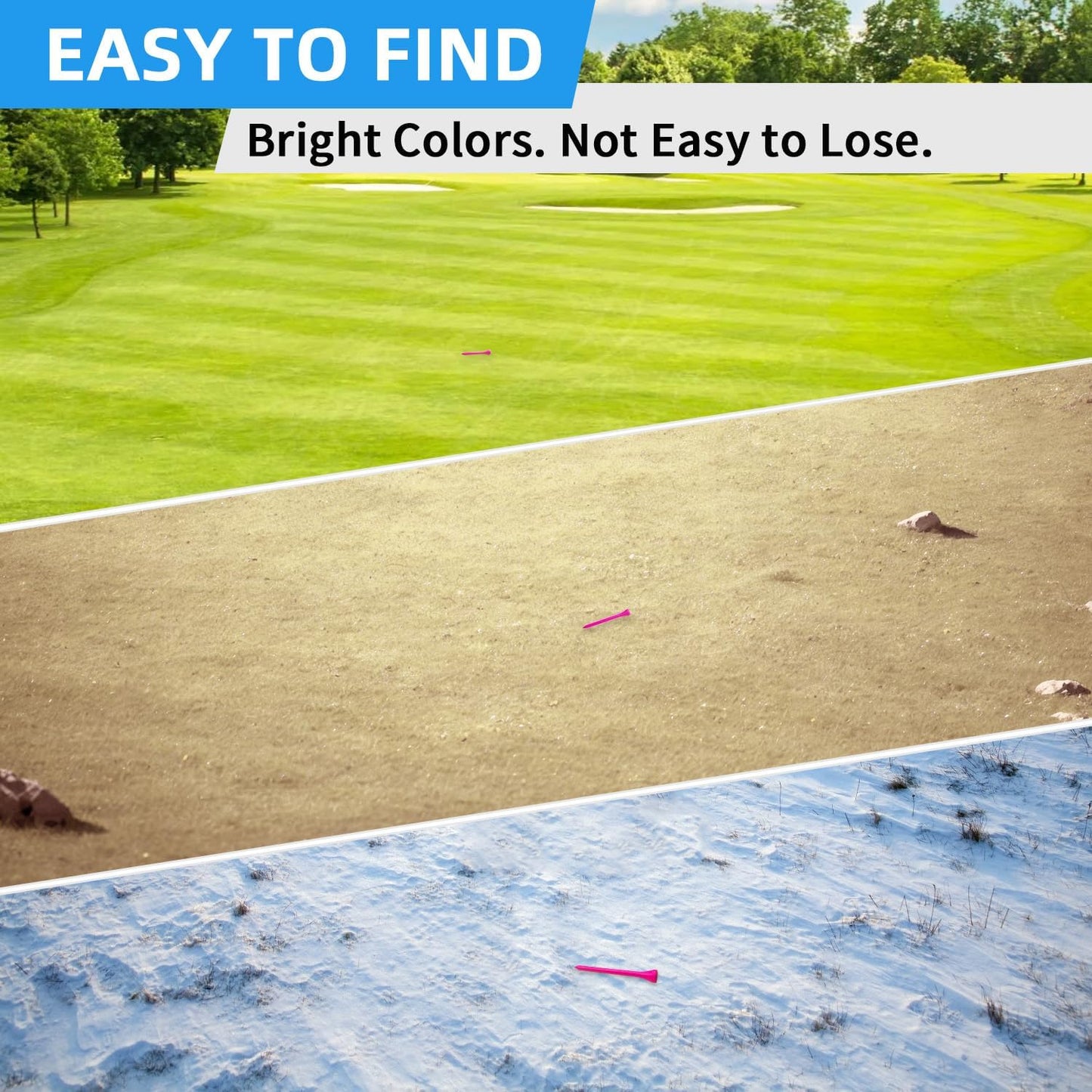 Bamboo Golf Tees Wood|Professional Multiple Colors Golf Tees 3-1/4,2-3/4,2-1/8 Inch Pack of 50/100|Golf Tee in Package