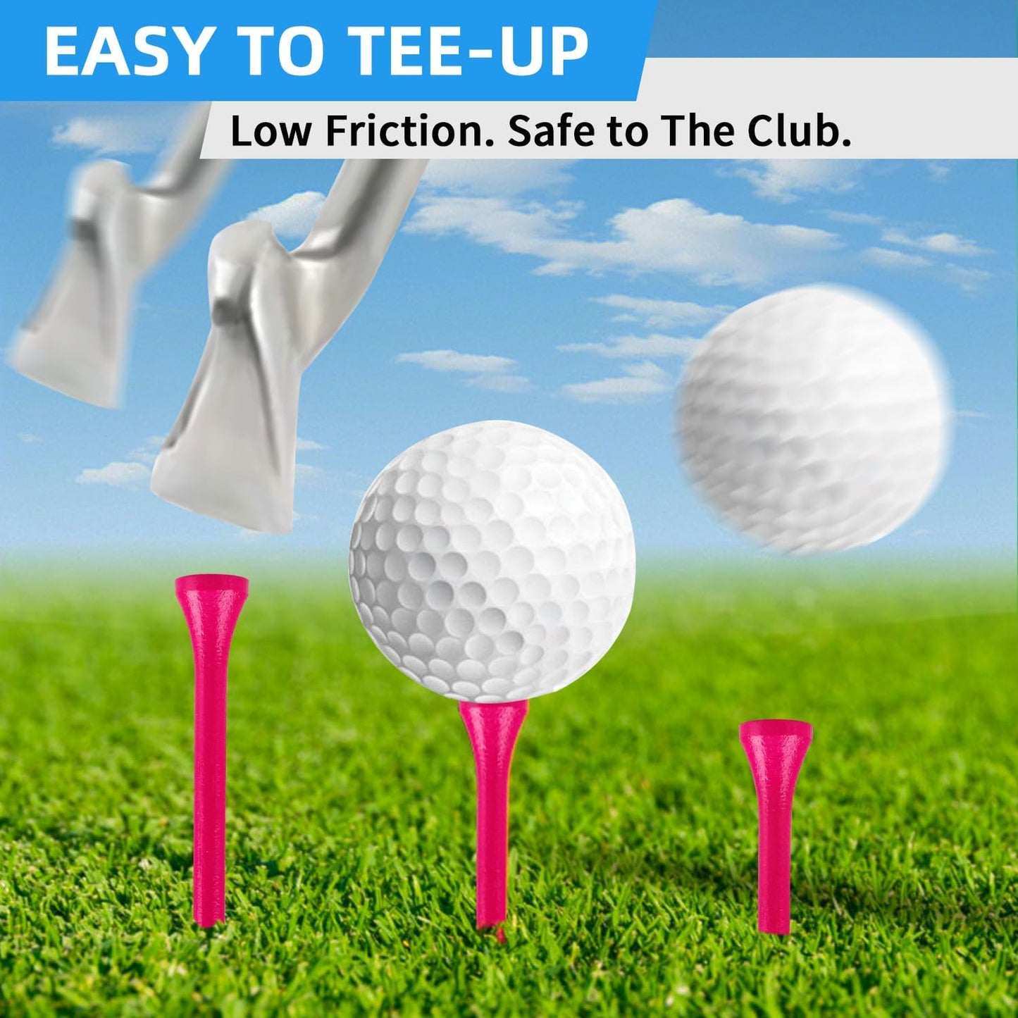 Bamboo Golf Tees Wood|Professional Multiple Colors Golf Tees 3-1/4,2-3/4,2-1/8 Inch Pack of 50/100|Golf Tee in Package